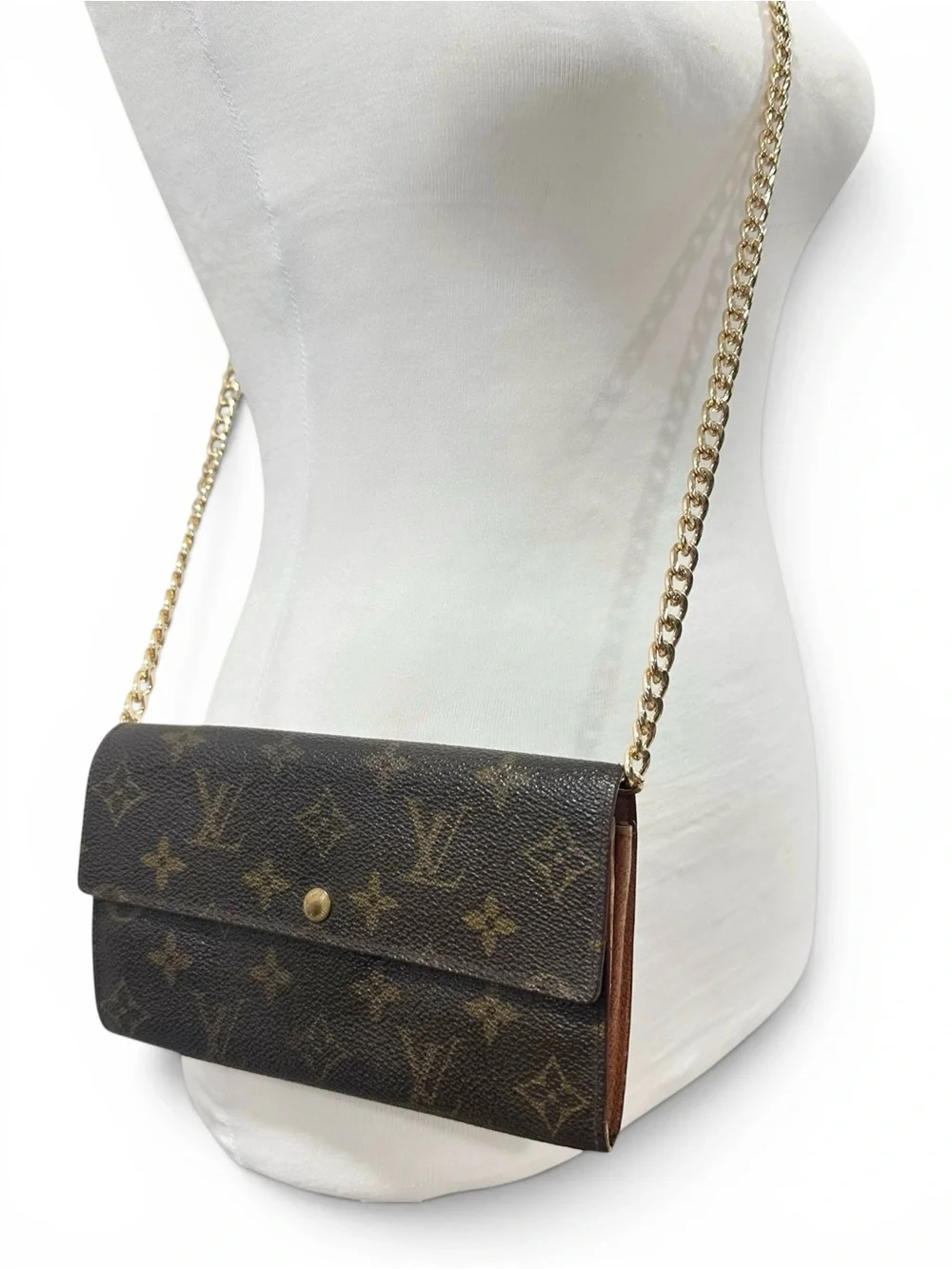 Louis Vuitton Sarah Monogram Leather Long 1999 Vintage Wallet on Chain